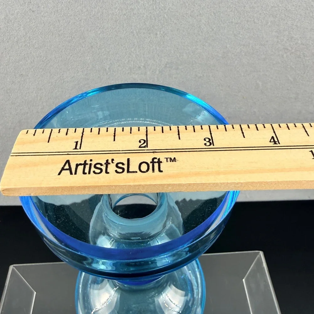 Vtg Scandinavian Blue Glass Vase – Nuutajärvi Geometric Oiva Toikka Style
